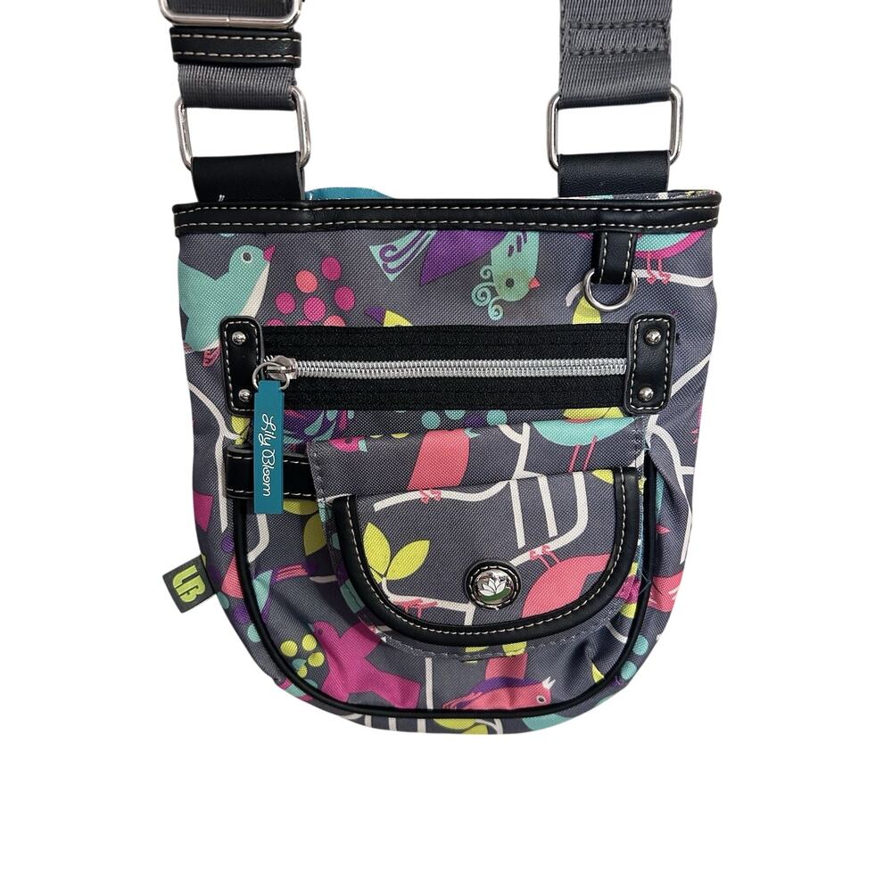 Lily Bloom Hipster Purse Bird Black Floral
